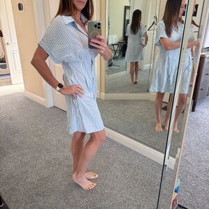 Striped blue and white shirt dress size small